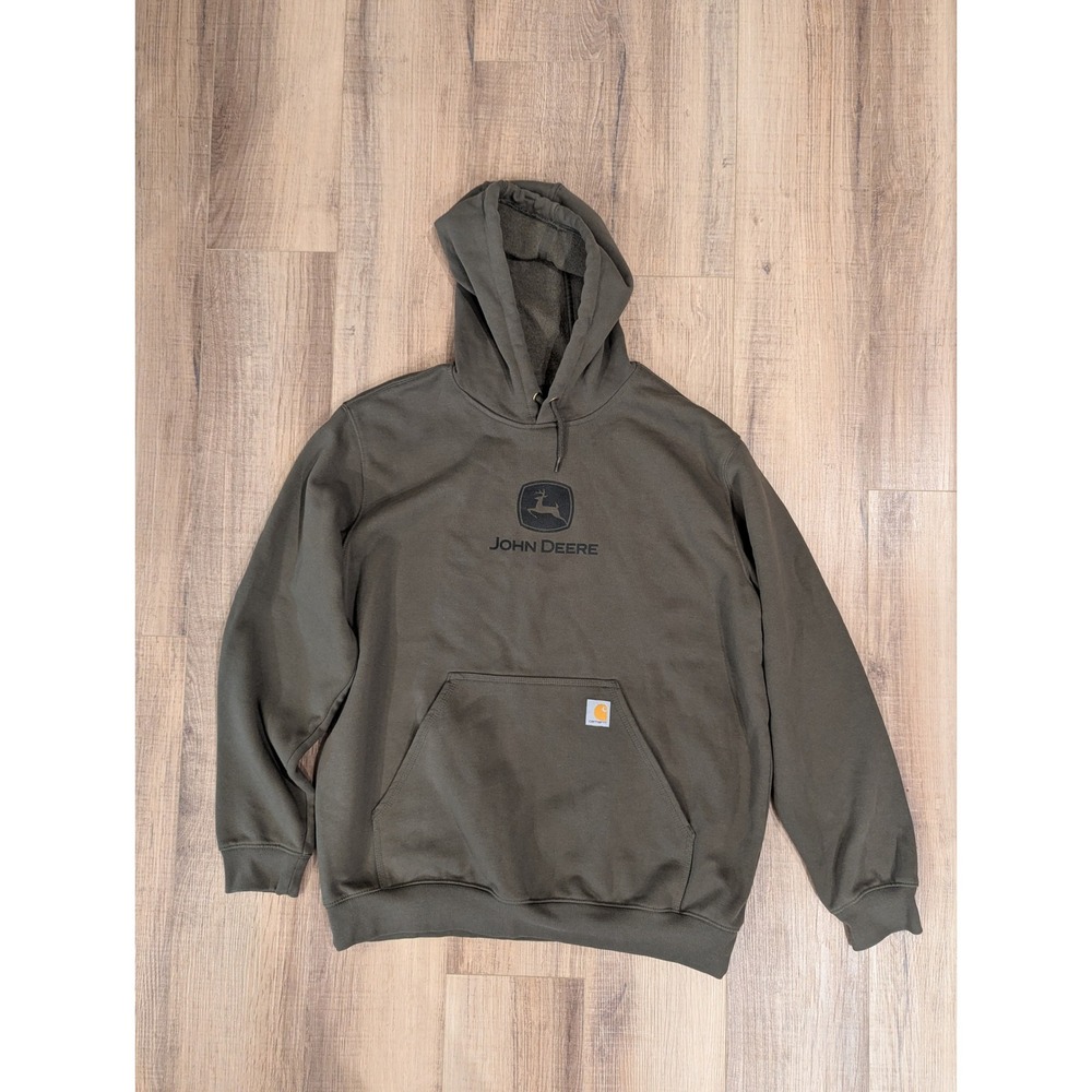 Carhartt John Deere Hoodie Mens XL Moss K121 Loose Fit Workwear Sweatshirt